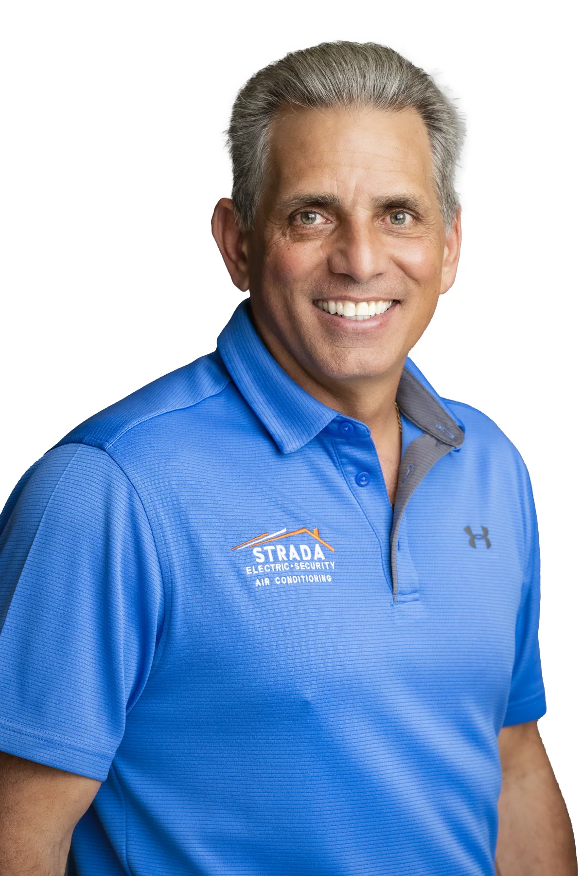Joe Strada headshot, smiling in a blue Strada Services polo
